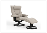 Fjords Regent R Leather Manual Swivel Recliner Chai with Footstool-Sofa Bed
