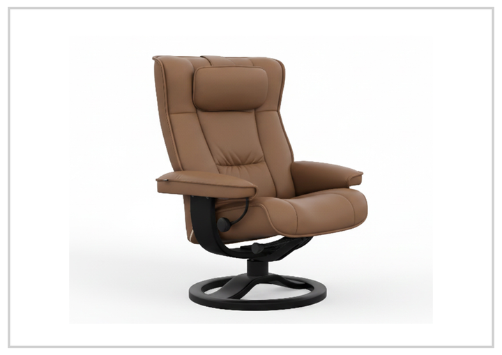 Fjords Regent R Leather Manual Swivel Recliner Chai with Footstool-Sofa Bed