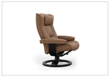 Fjords Regent R Leather Manual Swivel Recliner Chai with Footstool-Sofa Bed