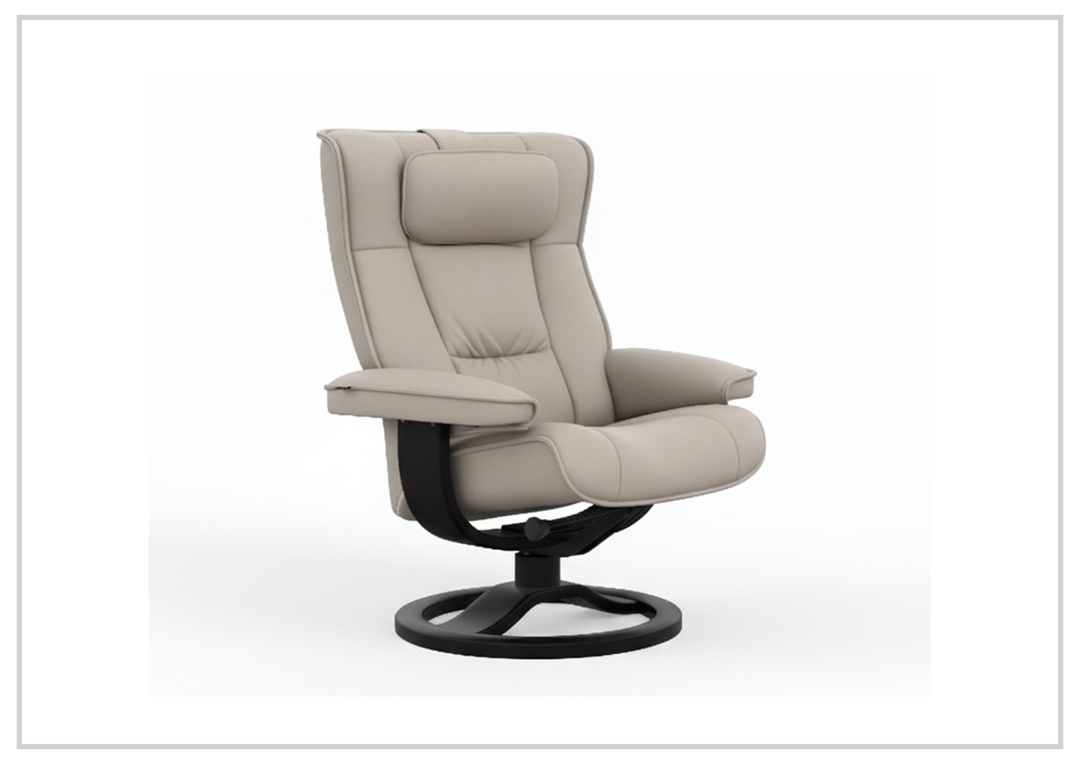 Fjords Regent R Leather Manual Swivel Recliner Chai with Footstool-Sofa Bed
