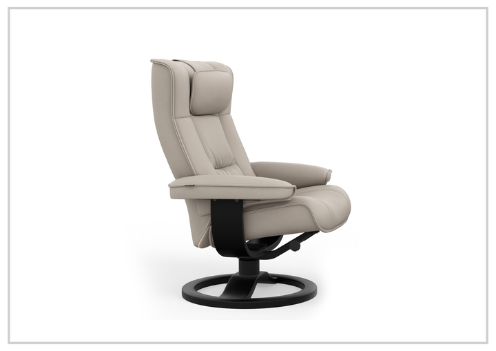 Fjords Regent R Leather Manual Swivel Recliner Chai with Footstool-Sofa Bed