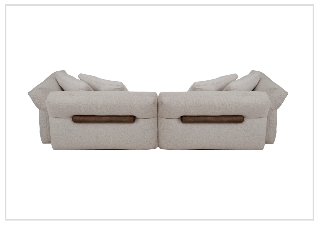 Klaussner Rivello White Fabric Sofa with Sloped Arms and Metal Legs
