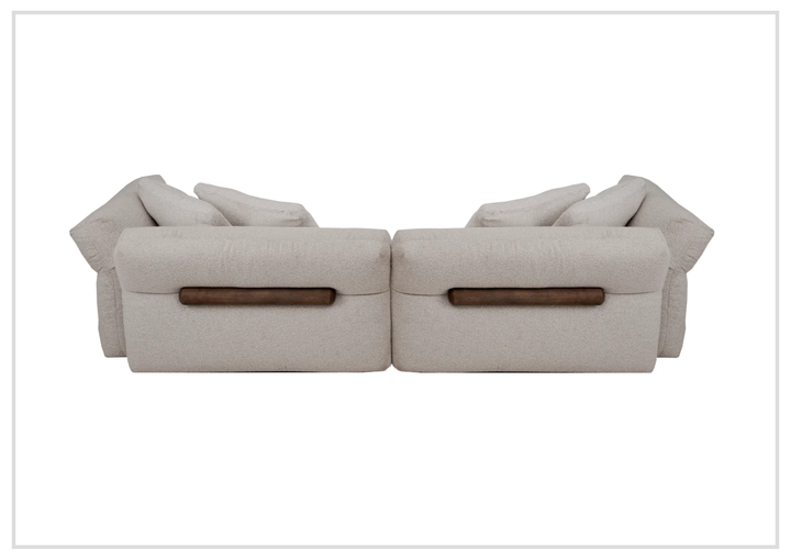 Klaussner Rivello White Fabric Sofa with Sloped Arms and Metal Legs