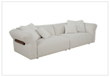 Klaussner Rivello White Fabric Sofa with Sloped Arms and Metal Legs