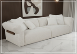 Klaussner Rivello White Fabric Sofa with Sloped Arms and Metal Legs