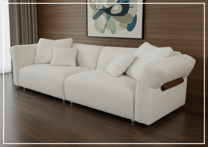 Klaussner Rivello White Fabric Sofa with Sloped Arms and Metal Legs