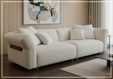 Klaussner Rivello White Fabric Sofa with Sloped Arms and Metal Legs