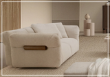 Klaussner Rivello White Fabric Sofa with Sloped Arms and Metal Legs