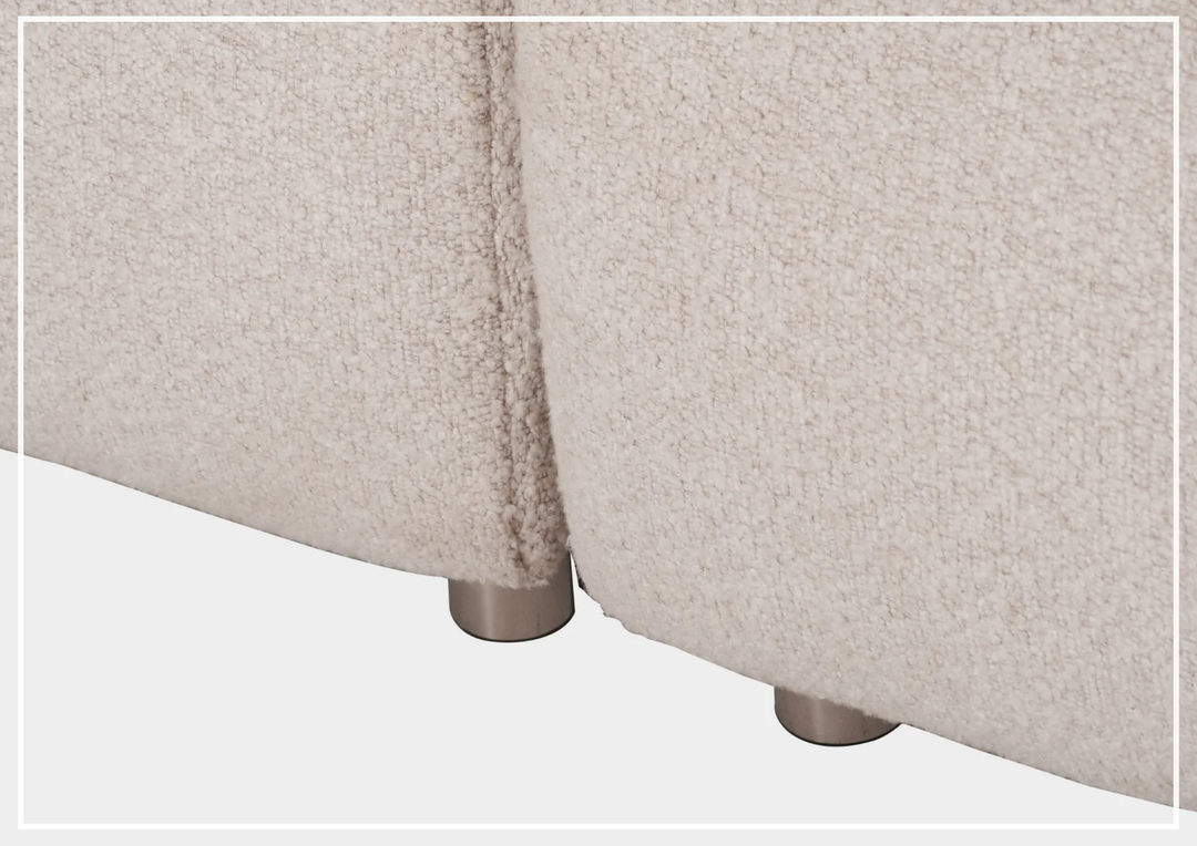 Klaussner Rivello White Fabric Sofa with Sloped Arms and Metal Legs