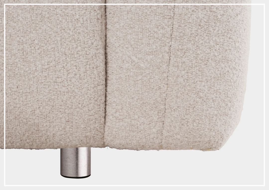 Klaussner Rivello White Fabric Sofa with Sloped Arms and Metal Legs