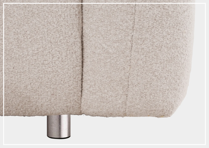 Klaussner Rivello White Fabric Sofa with Sloped Arms and Metal Legs