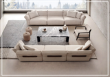 Klaussner Rivello White Fabric Sofa with Sloped Arms and Metal Legs