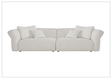Klaussner Rivello White Fabric Sofa with Sloped Arms and Metal Legs