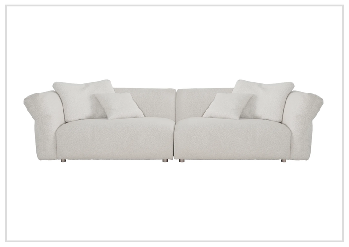 Klaussner Rivello White Fabric Sofa with Sloped Arms and Metal Legs