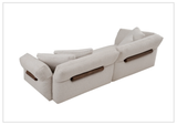Klaussner Rivello White Fabric Sofa with Sloped Arms and Metal Legs