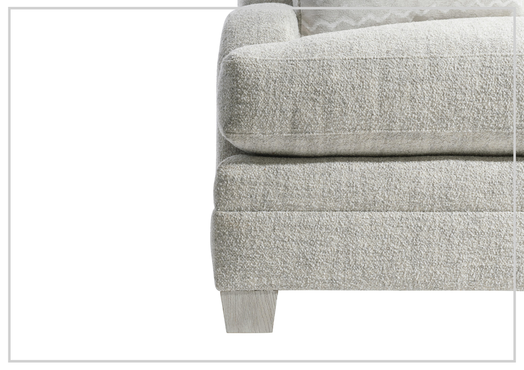 Bernhardt Rollins Fabric Chair With Shaped Track Arm and Throw Pillow