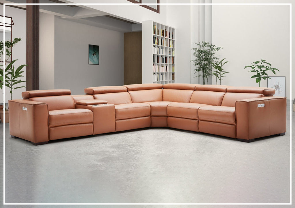 Gio Italia Aventura L-Shaped Leather Power Reclining Sectional