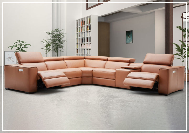 Gio Italia Aventura L-Shaped Leather Power Reclining Sectional Sofa