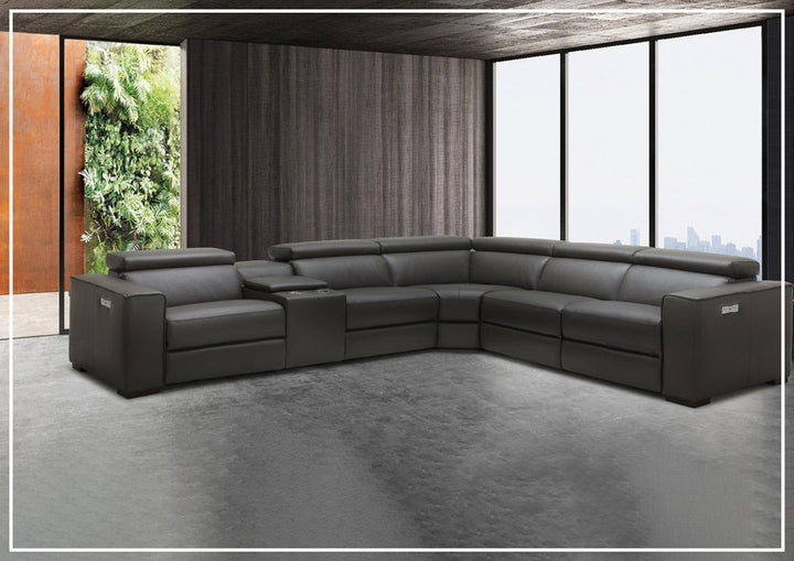 Gio Italia Aventura L-Shaped Leather Power Reclining Sectional Sofa