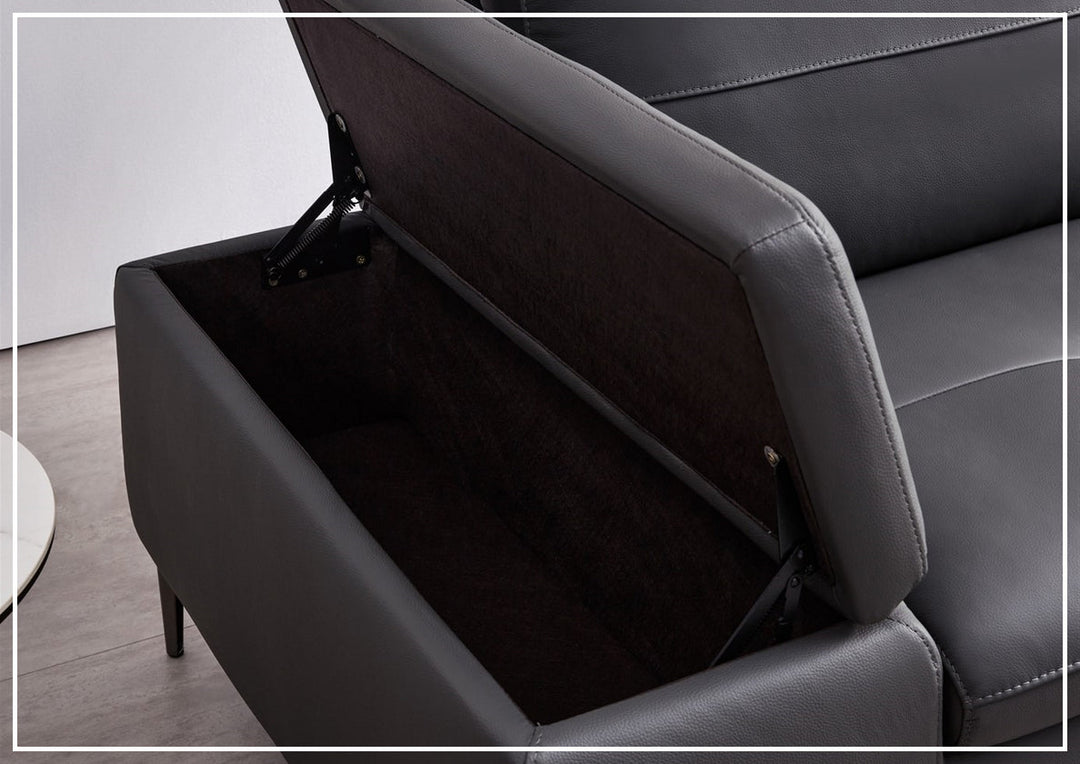 Decker L-Shaped Italian Leather Sectional Sofa