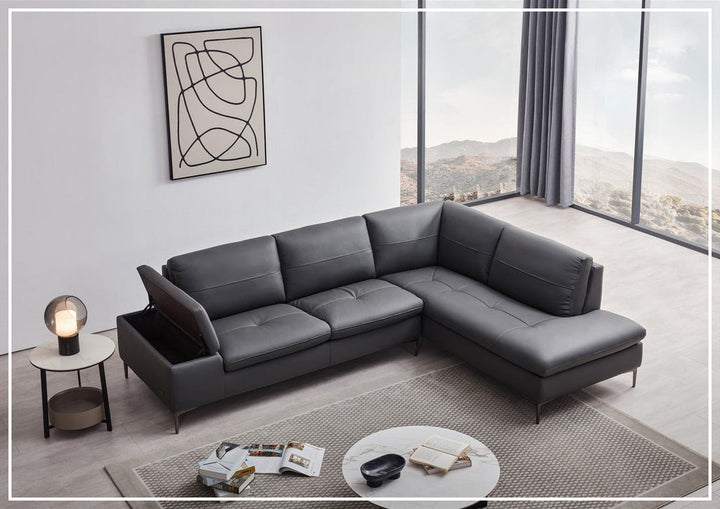Gio Italia Decker L-Shaped Italian Leather Sectional Sofa