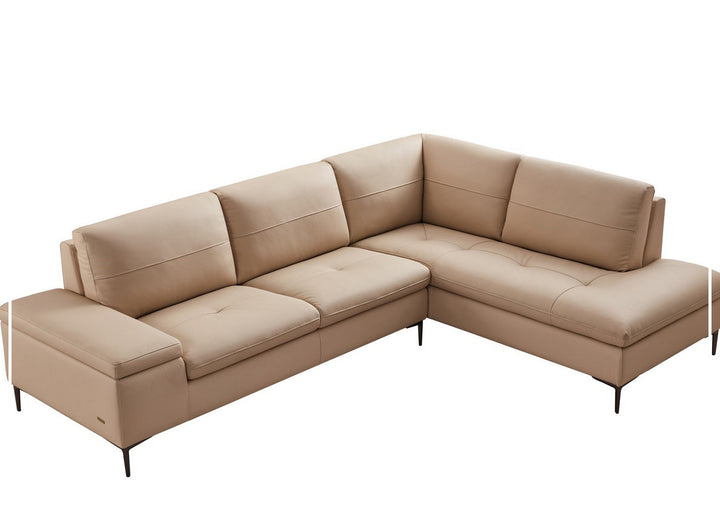Gio Italia Decker L-Shaped Italian Leather Sectional Sofa