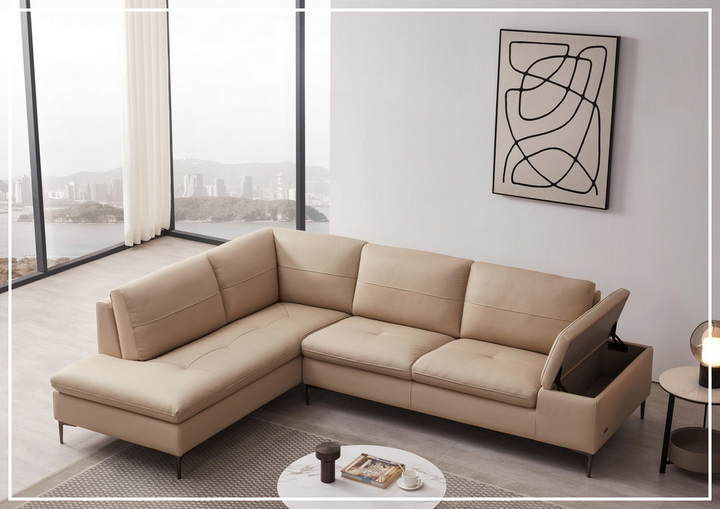 Gio Italia Decker L-Shaped Italian Leather Sectional Sofa