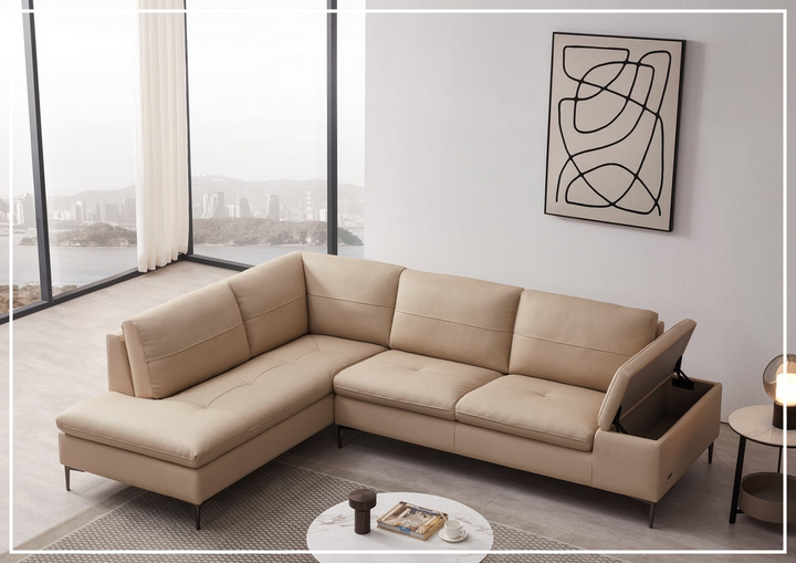 Decker L-Shaped Italian Leather Sectional Sofa