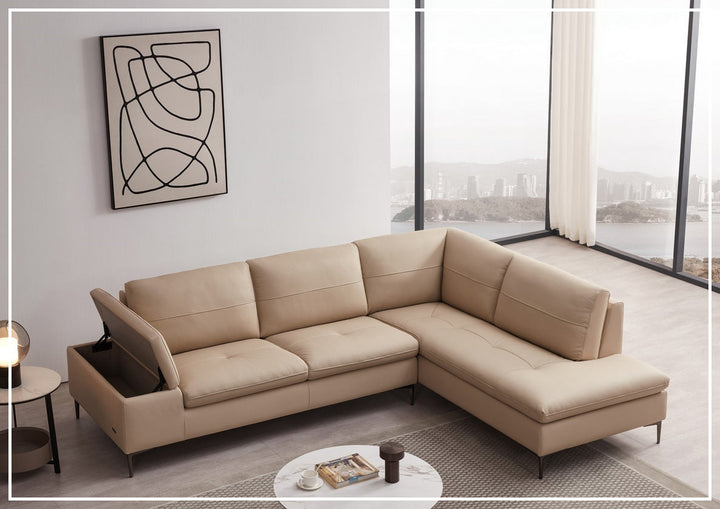 Gio Italia Decker L-Shaped Italian Leather Sectional Sofa