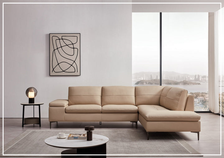 Gio Italia Decker L-Shaped Italian Leather Sectional Sofa