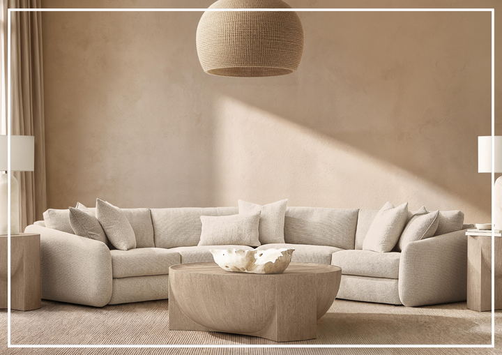 Bernhardt Soleil Fabric Sectional Sofa With Box Edge Pillows