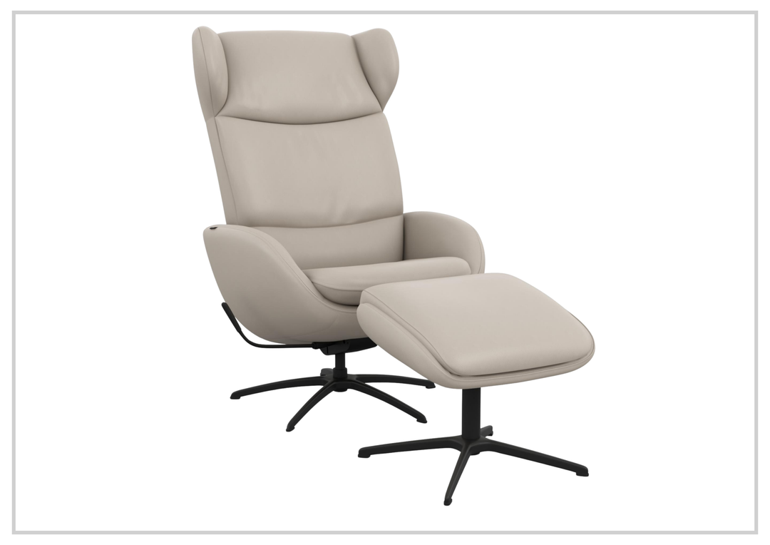 Fjords Stella Recliner Chair and Ottoman With Rocking Glide Swivel Base