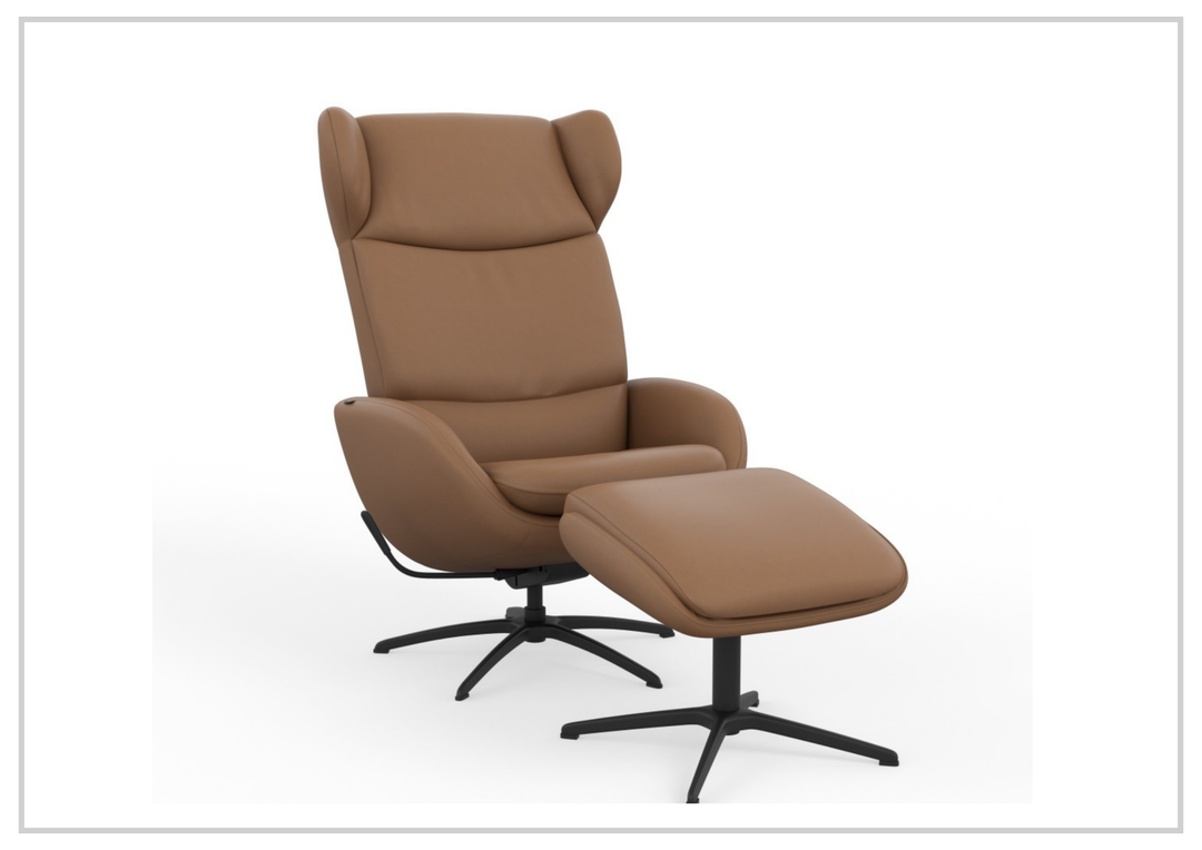 Fjords Stella Recliner Chair and Ottoman With Rocking Glide Swivel Base