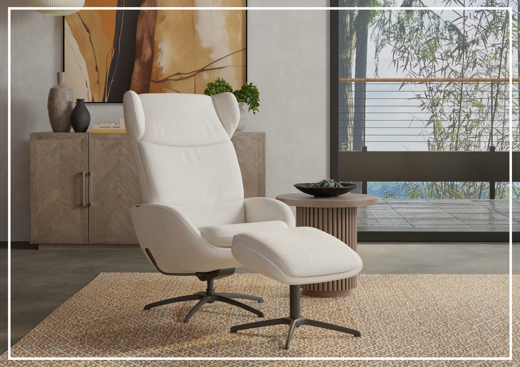 Fjords Stella Recliner Chair and Ottoman With Rocking Glide Swivel Base