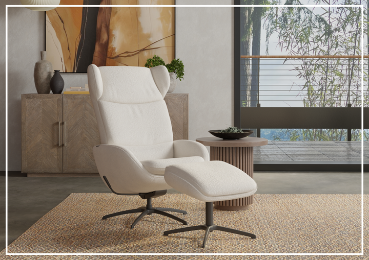 Fjords Stella Recliner Chair and Ottoman With Rocking Glide Swivel Base