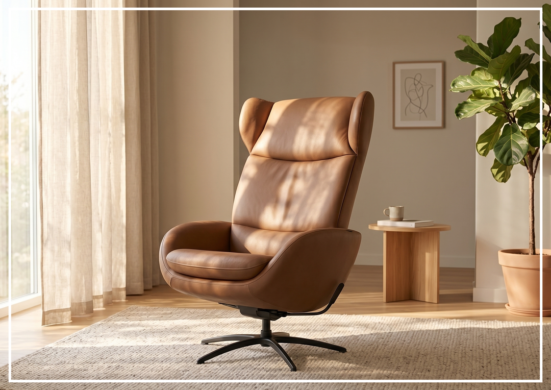 Fjords Stella Recliner Chair and Ottoman With Rocking Glide Swivel Base