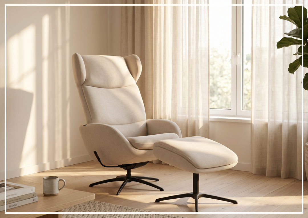 Fjords Stella Recliner Chair and Ottoman With Rocking Glide Swivel Base