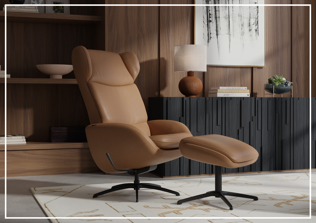 Fjords Stella Recliner Chair and Ottoman With Rocking Glide Swivel Base