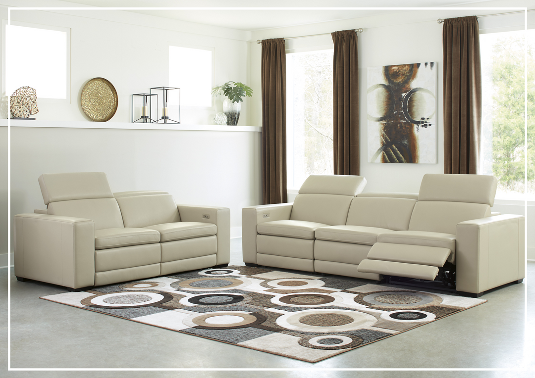 Titan 3 Seater Dual Power Leather Reclining Sofa in Two Colors