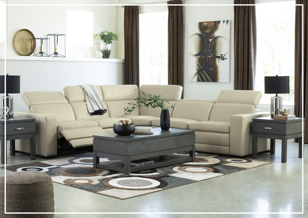 Titan leather 6 piece online power reclining sectional