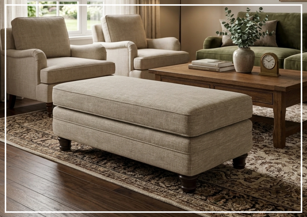 Bernhardt Tarleton Fabric Ottoman