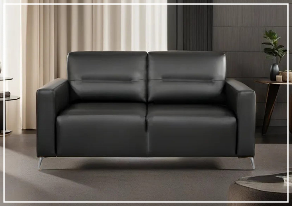 Kathy Ireland Tucson Leather Queen Sleeper Sofa with Chrome Steel Legs