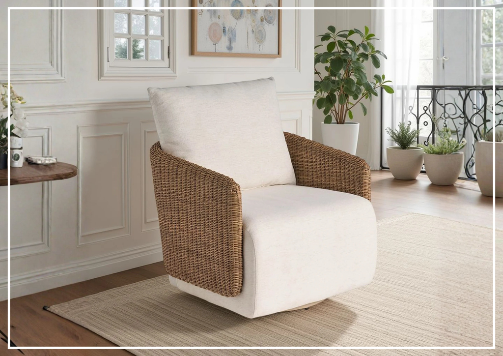 Universal Furniture Enzo Fabric Beige Swivel Chair-SofaBed