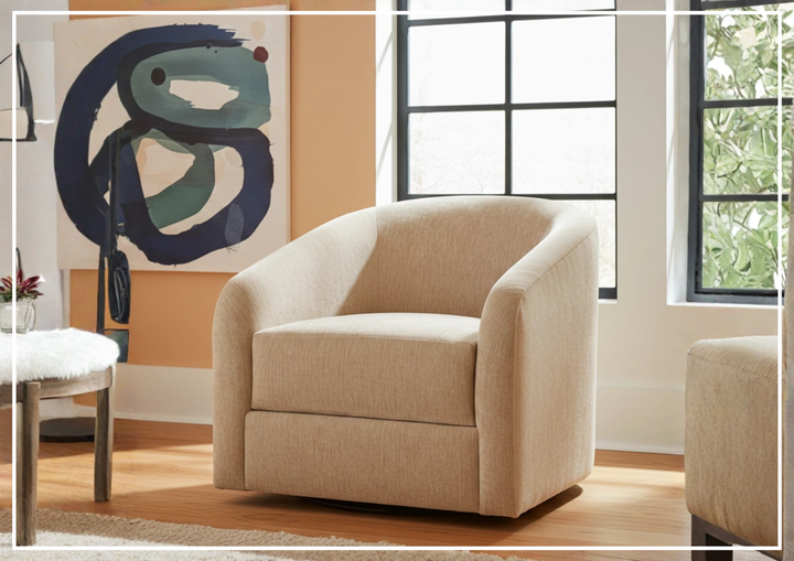 Universal Furniture Dylan Modern Swivel Accent Chair in Gatsby Sand Fabric-Sofabed