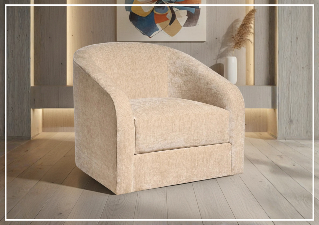 Universal Furniture Dylan Modern Swivel Accent Chair in Gatsby Sand Fabric-Sofabed