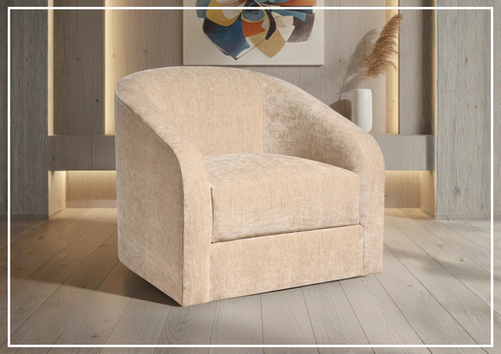 Universal Furniture Dylan Modern Swivel Accent Chair in Gatsby Sand Fabric-Sofabed