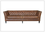 Universal Furniture Duncan 2-Seater Brown Leather Sofa with Tufted Back Arms