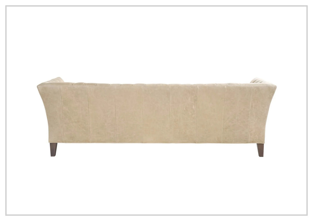 Universal Furniture Duncan 2-Seater Beige Leather Sofa with Tufted Back Arms