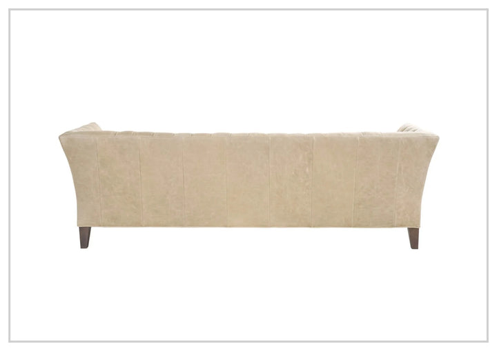 Universal Furniture Duncan 2-Seater Beige Leather Sofa with Tufted Back Arms