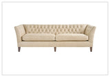 Universal Furniture Duncan 2-Seater Beige Leather Sofa with Tufted Back Arms